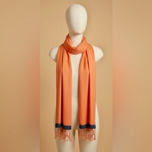 Elegant Orange Scarf with Blue Accents